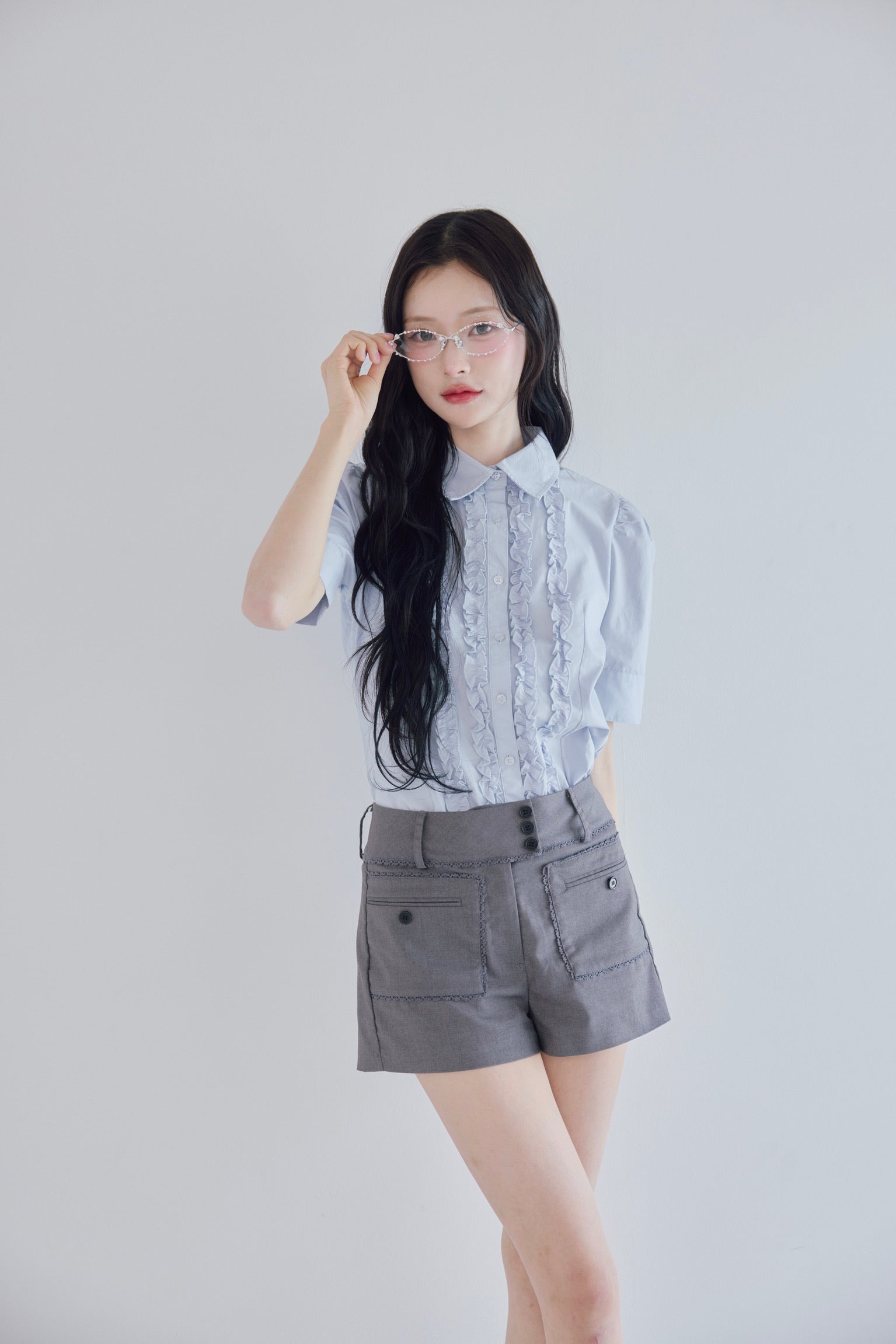 picot lace design short pants