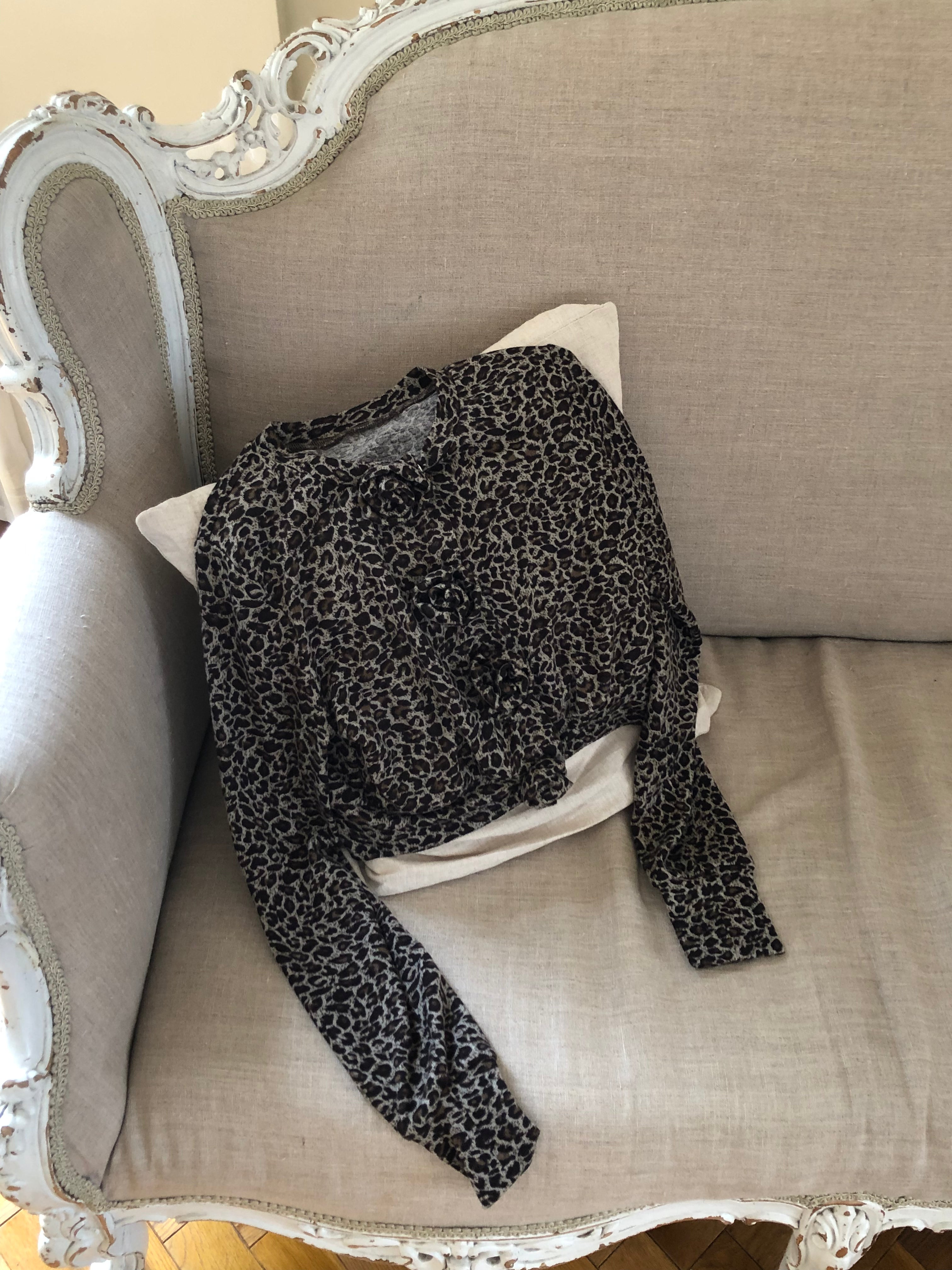 【10月上旬発送】Leopard Rose flower motif knit cardigan