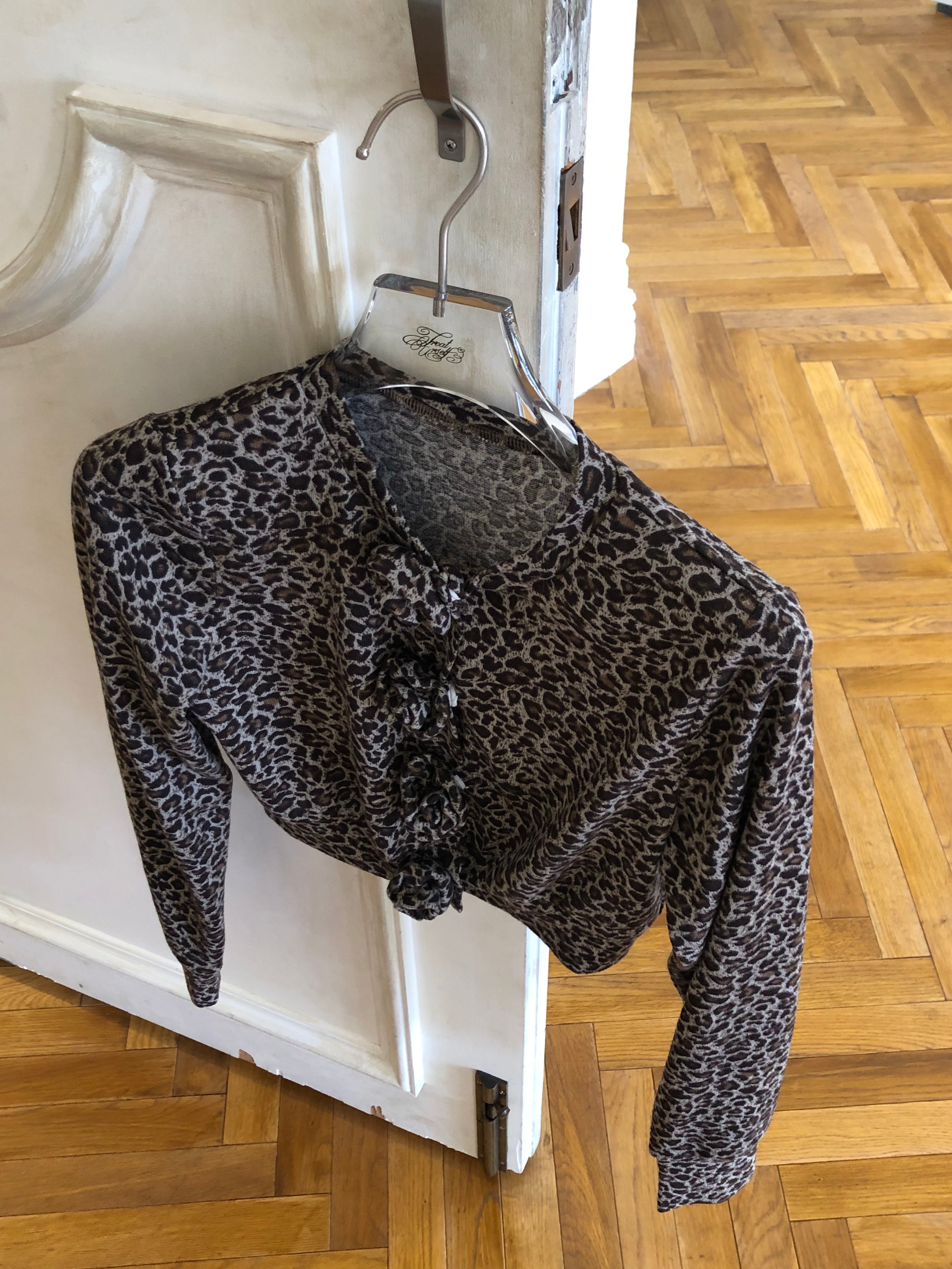 Leopard Rose flower motif knit cardigan