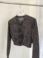 Leopard Rose flower motif knit cardigan