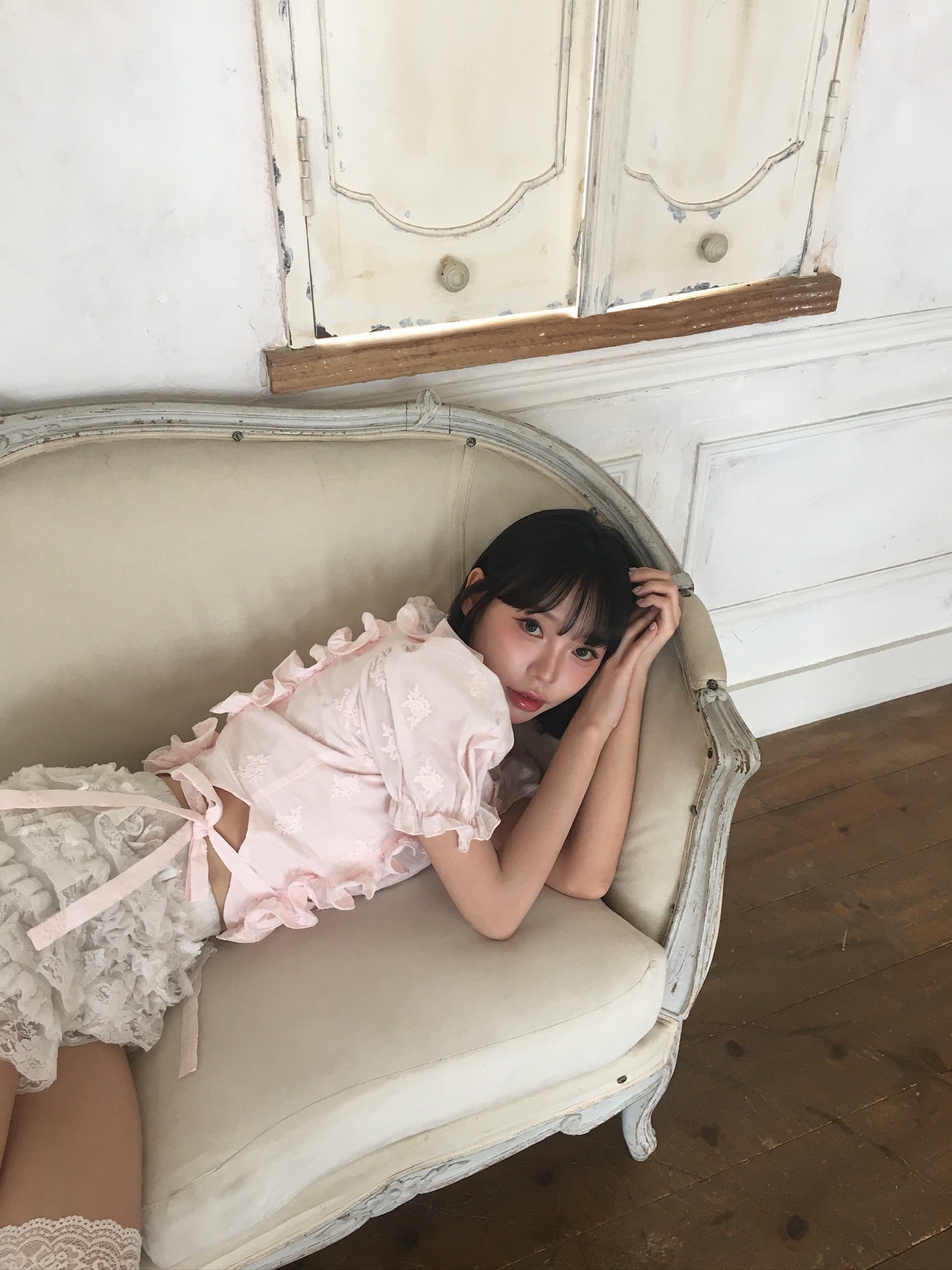 【予約販売】Peony ribbon frill blouse