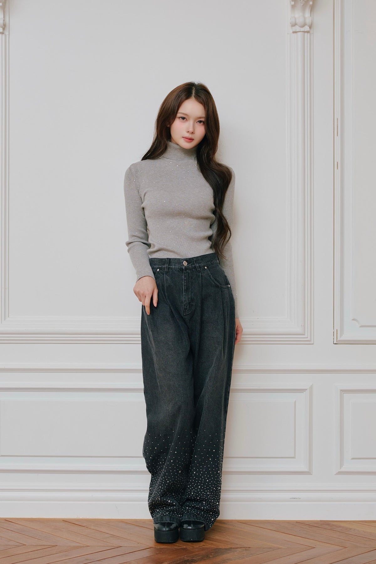 Bijou turtle neck knit tops