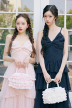 eyelet lace frill vanity bag