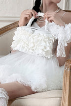 eyelet lace frill vanity bag