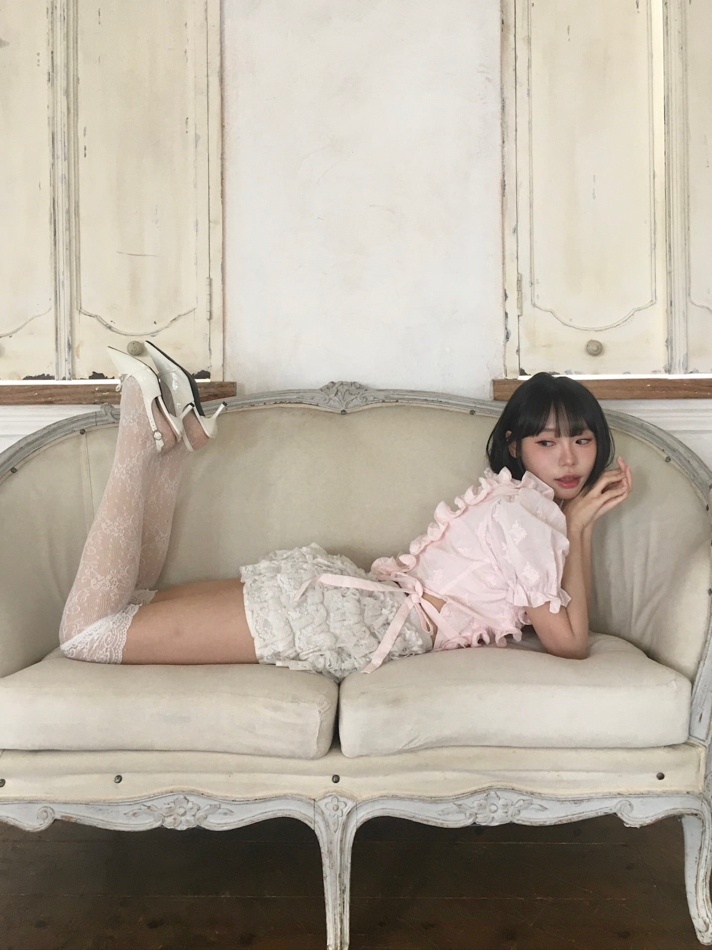 【予約販売】Peony ribbon frill blouse