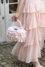 eyelet lace frill vanity bag