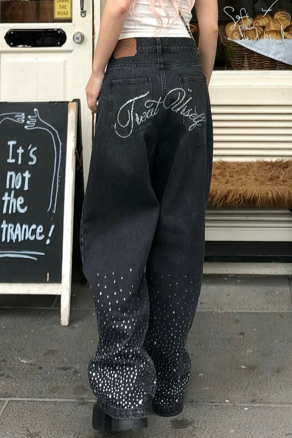Treat Ürself Crystal bijou denim