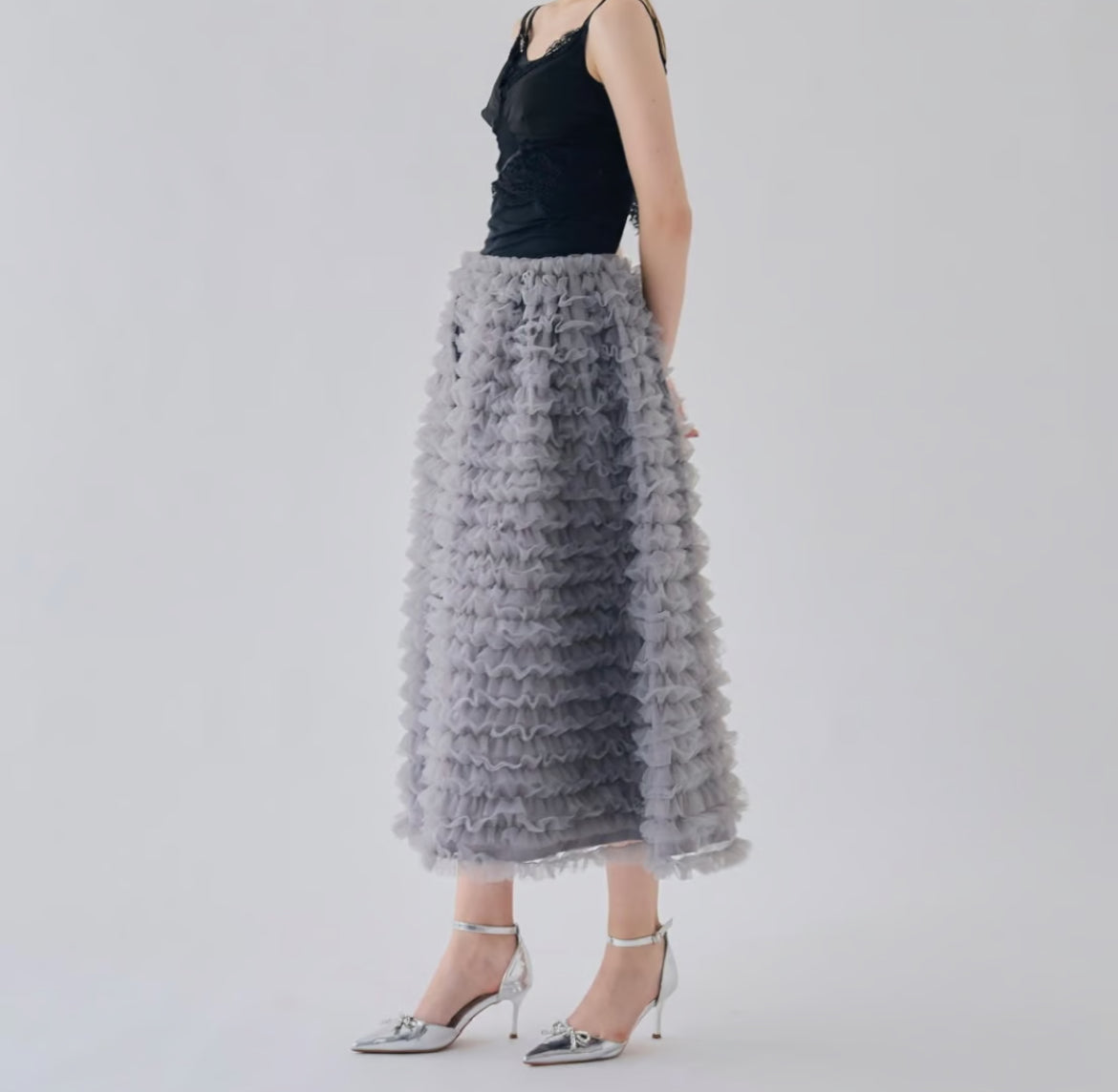 ”Ballerina” volume tulle long skirt