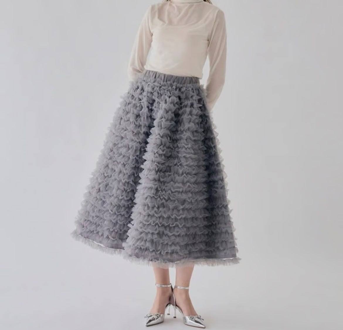 ”Ballerina” volume tulle long skirt