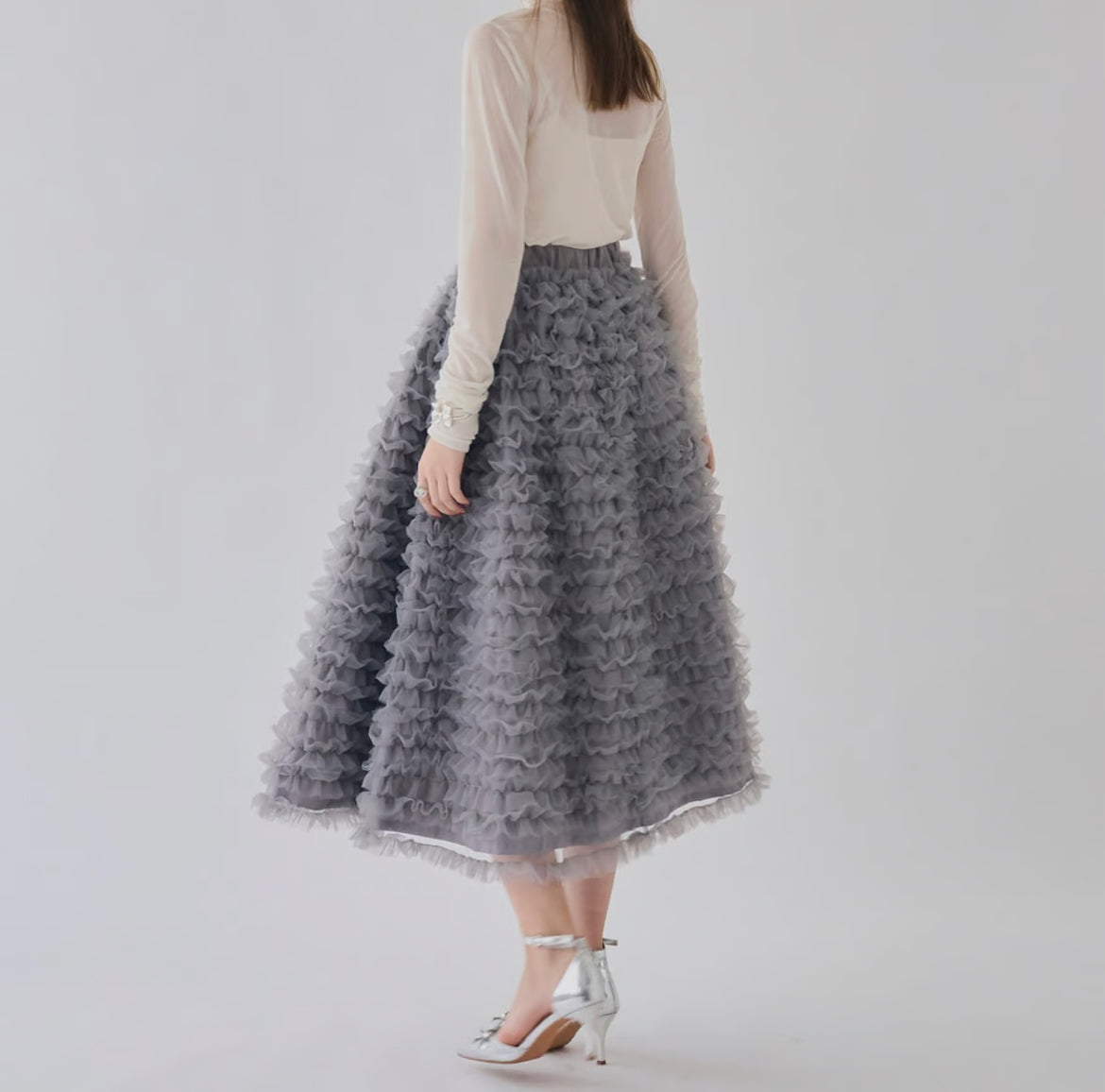 ”Ballerina” volume tulle long skirt