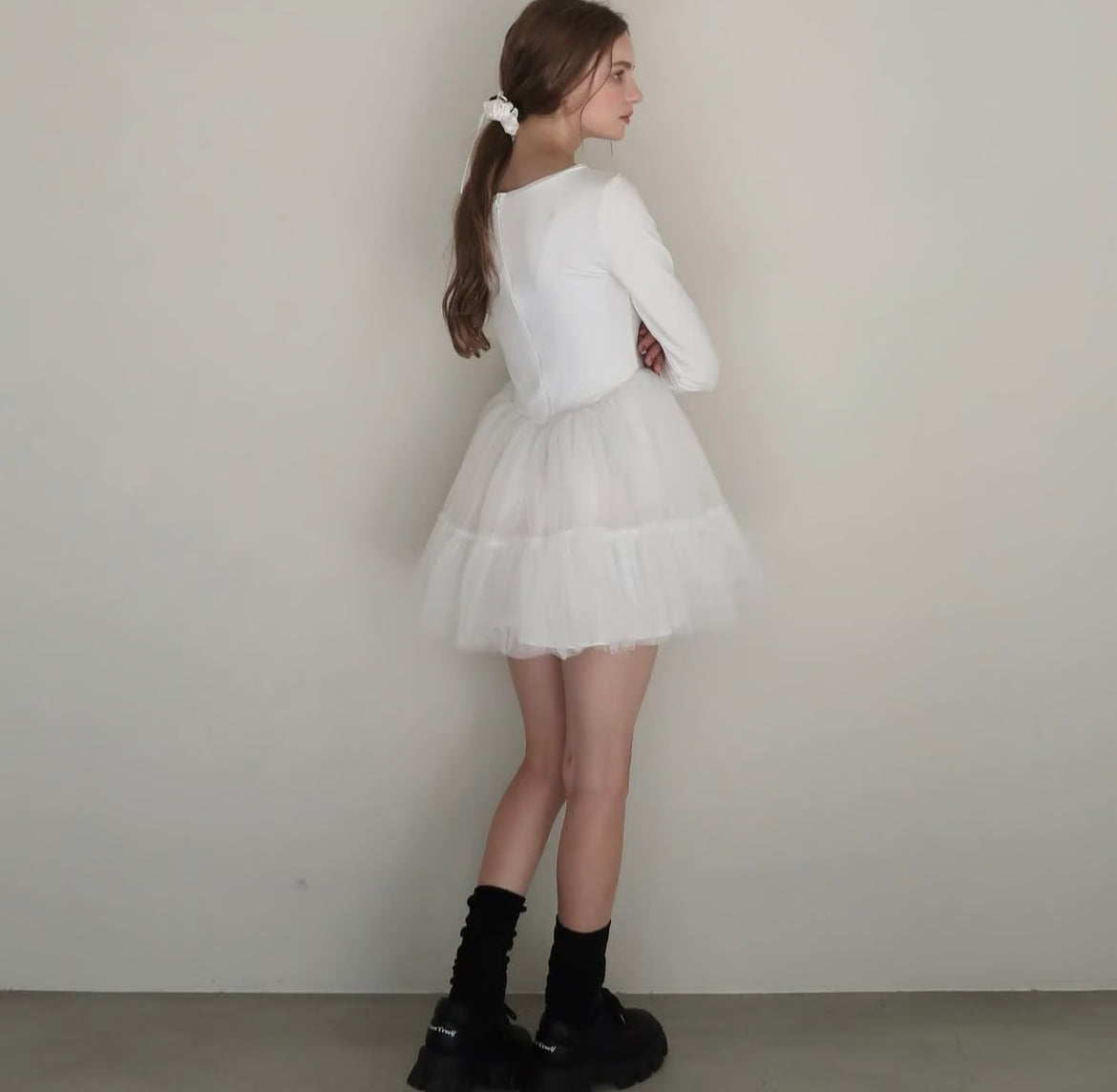 Ballet docking tulle mini dress