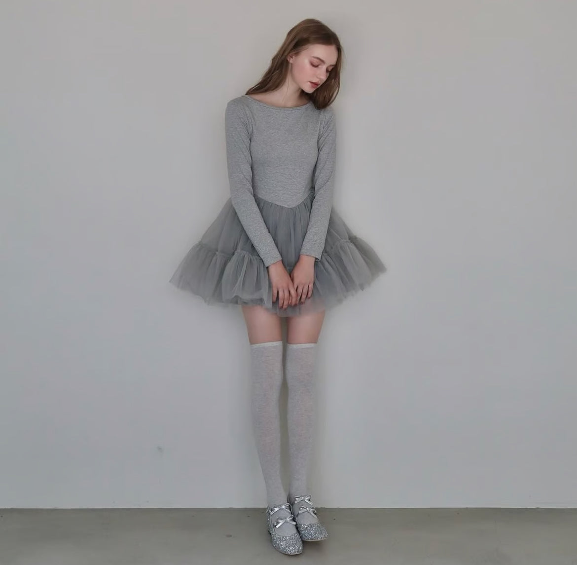 Ballet docking tulle mini dress