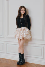 Pearl button rib knit tops
