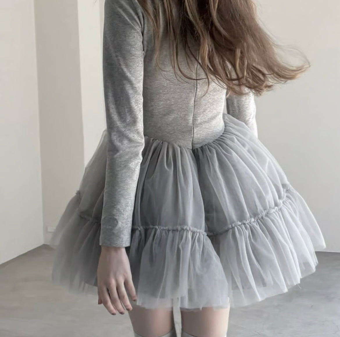 Ballet docking tulle mini dress