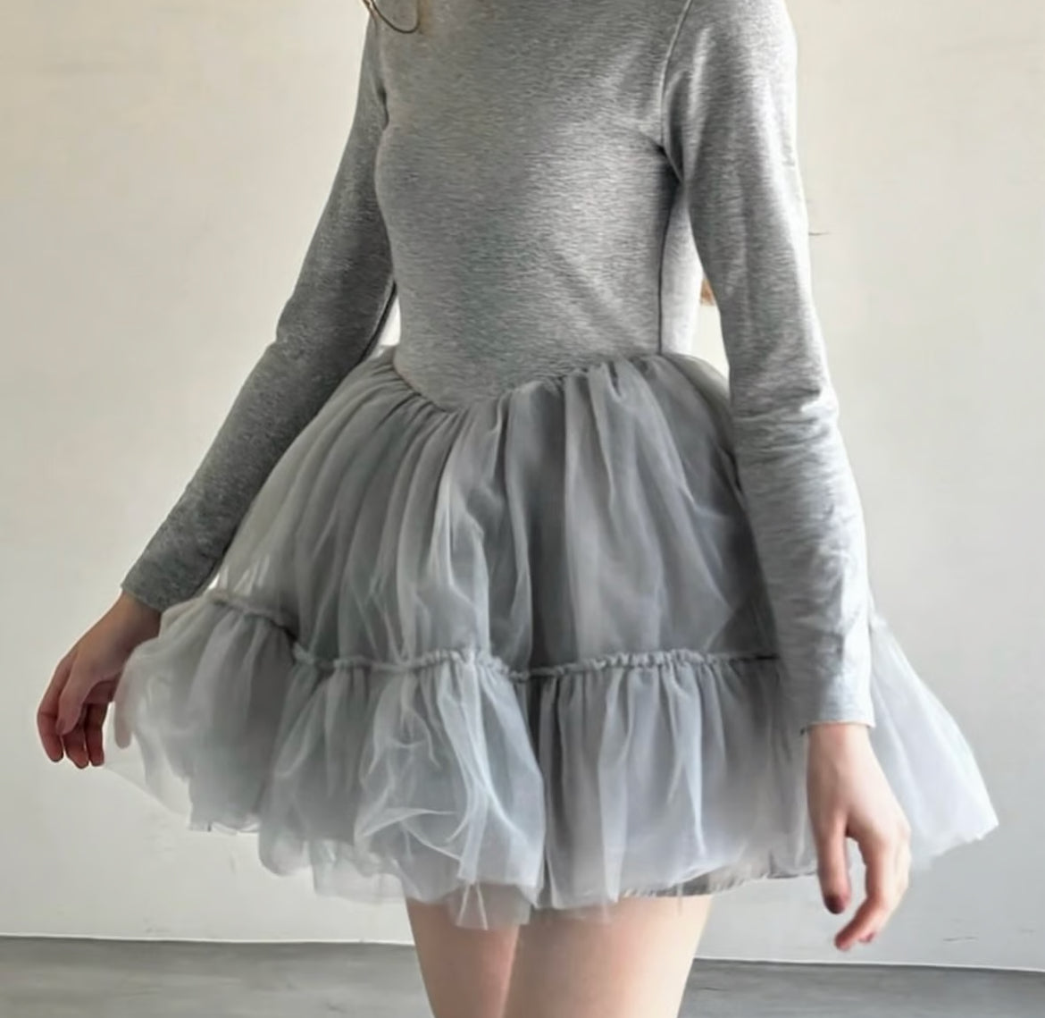 Ballet docking tulle mini dress