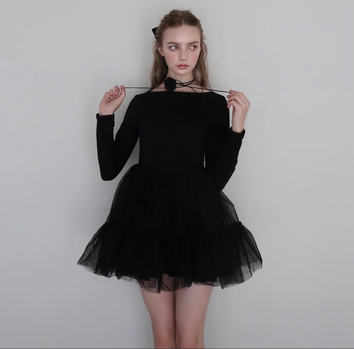 Ballet docking tulle mini dress