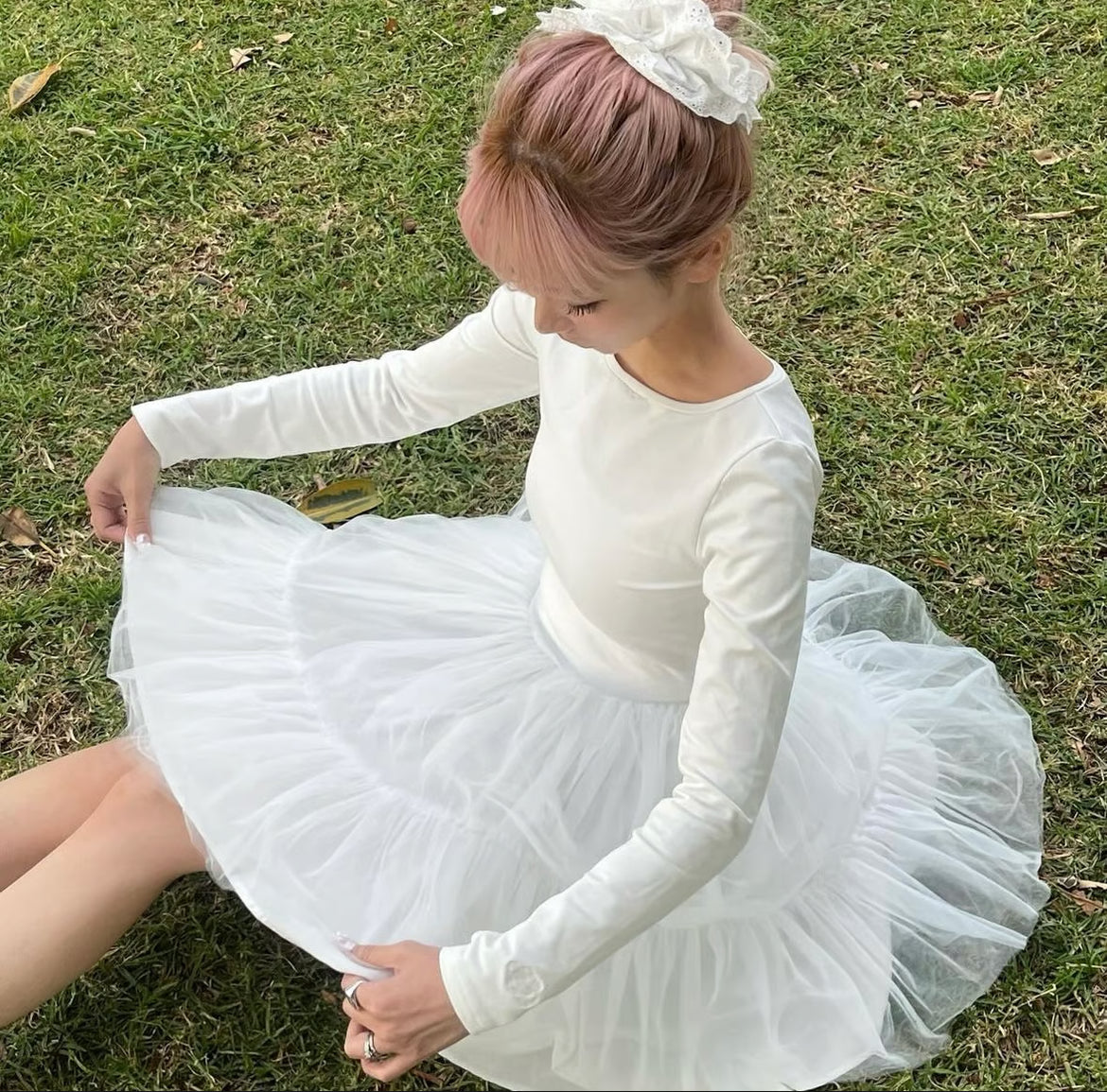 Ballet docking tulle mini dress