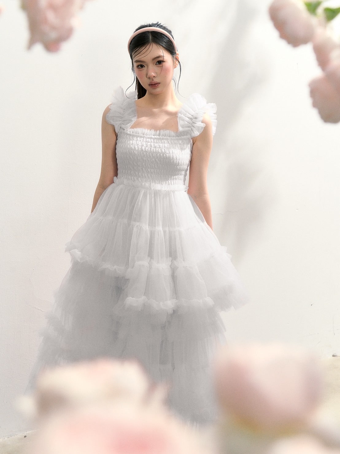 ”Ballerina” blooming tulle dress(white)