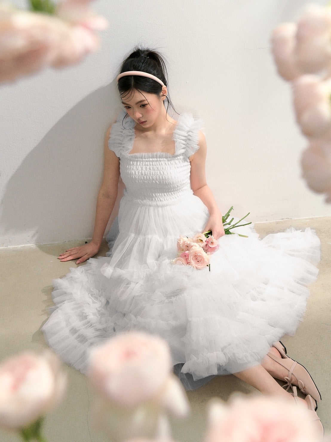 ”Ballerina” blooming tulle dress(white)