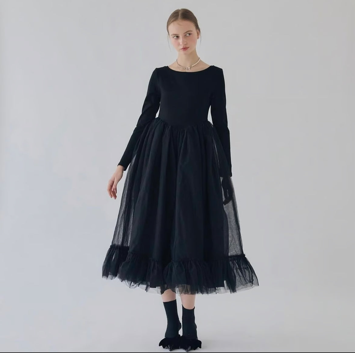 Ballet docking tulle long dress