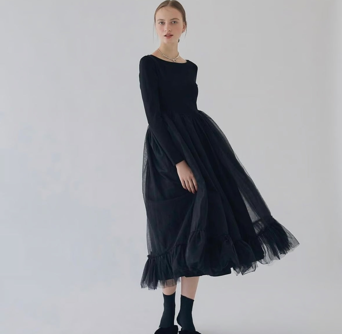 Ballet docking tulle long dress