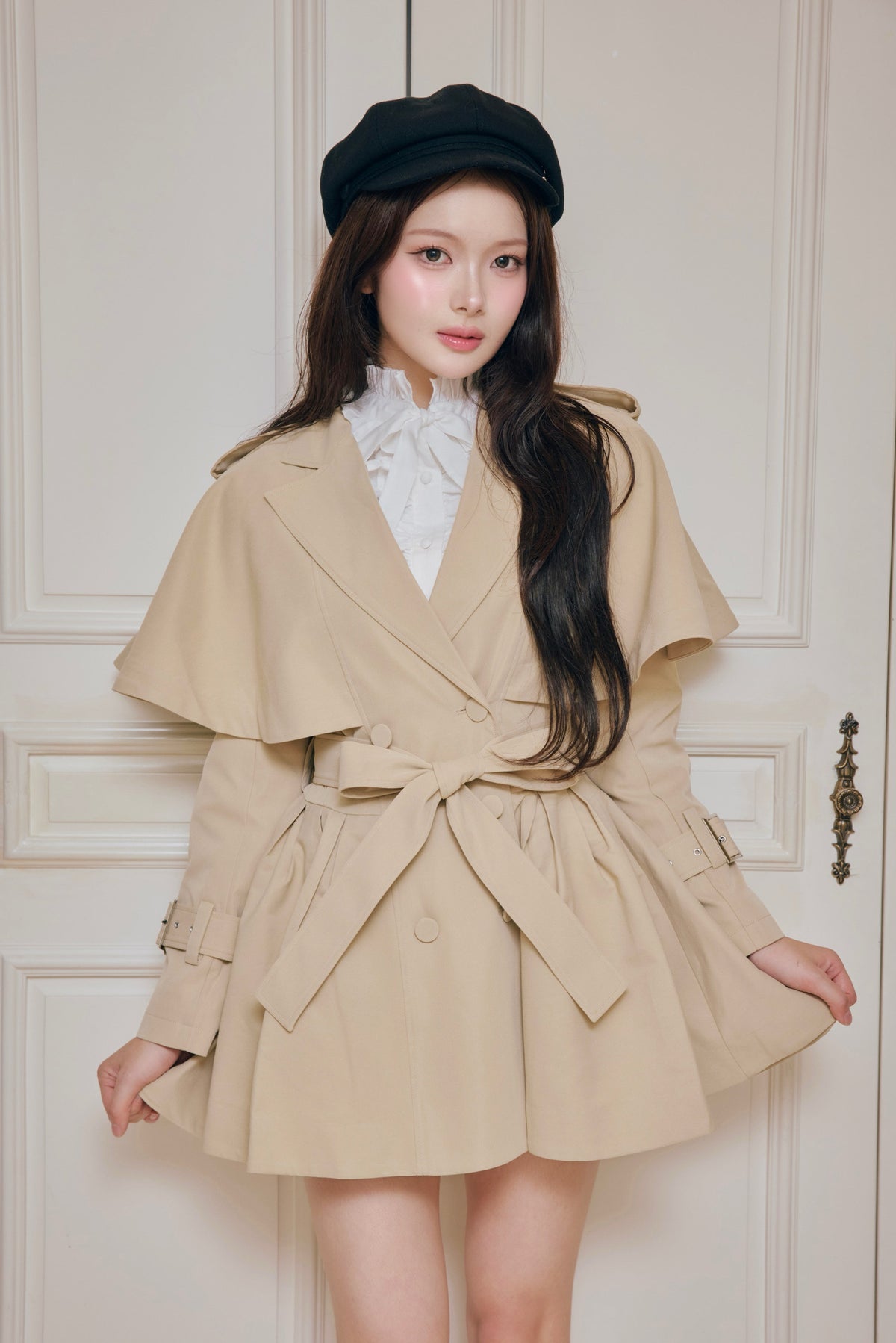 French cape trench coat