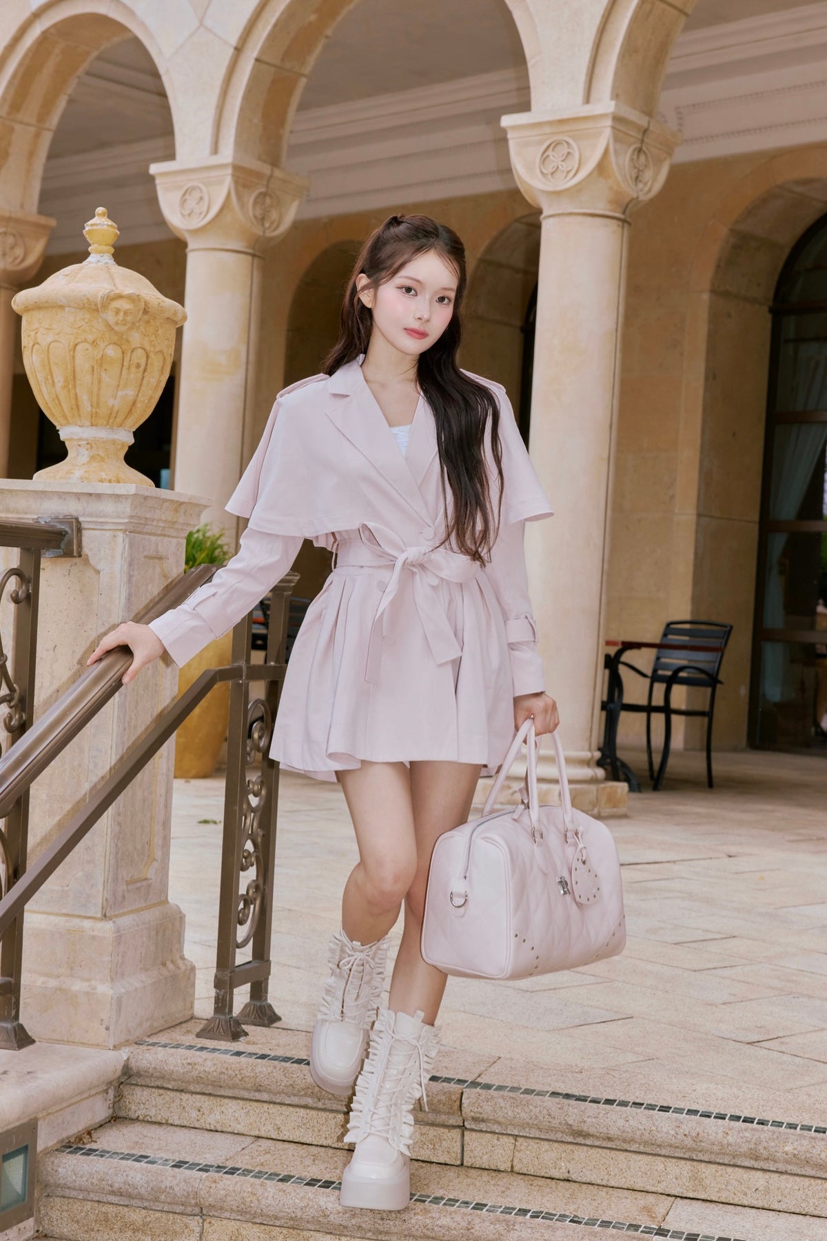 French cape trench coat
