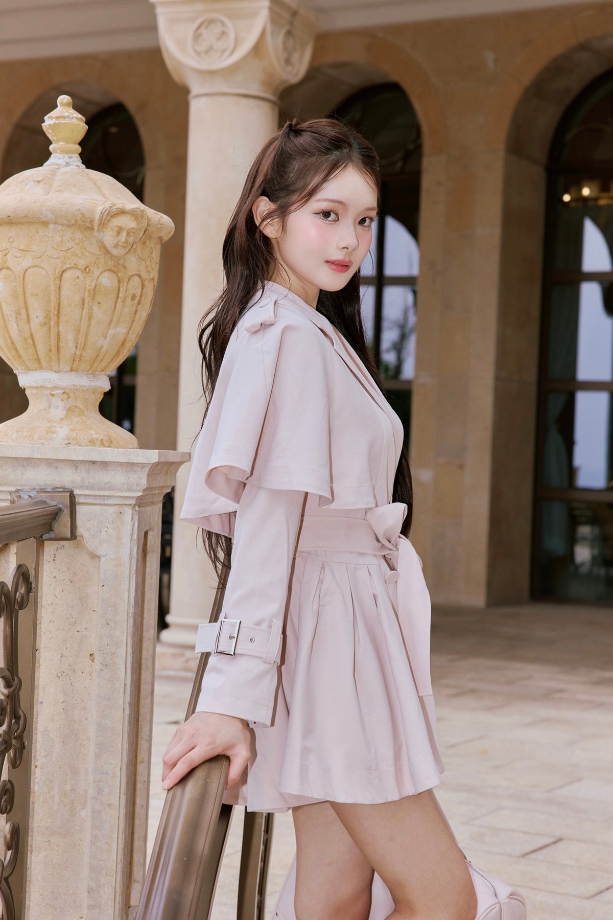 French cape trench coat