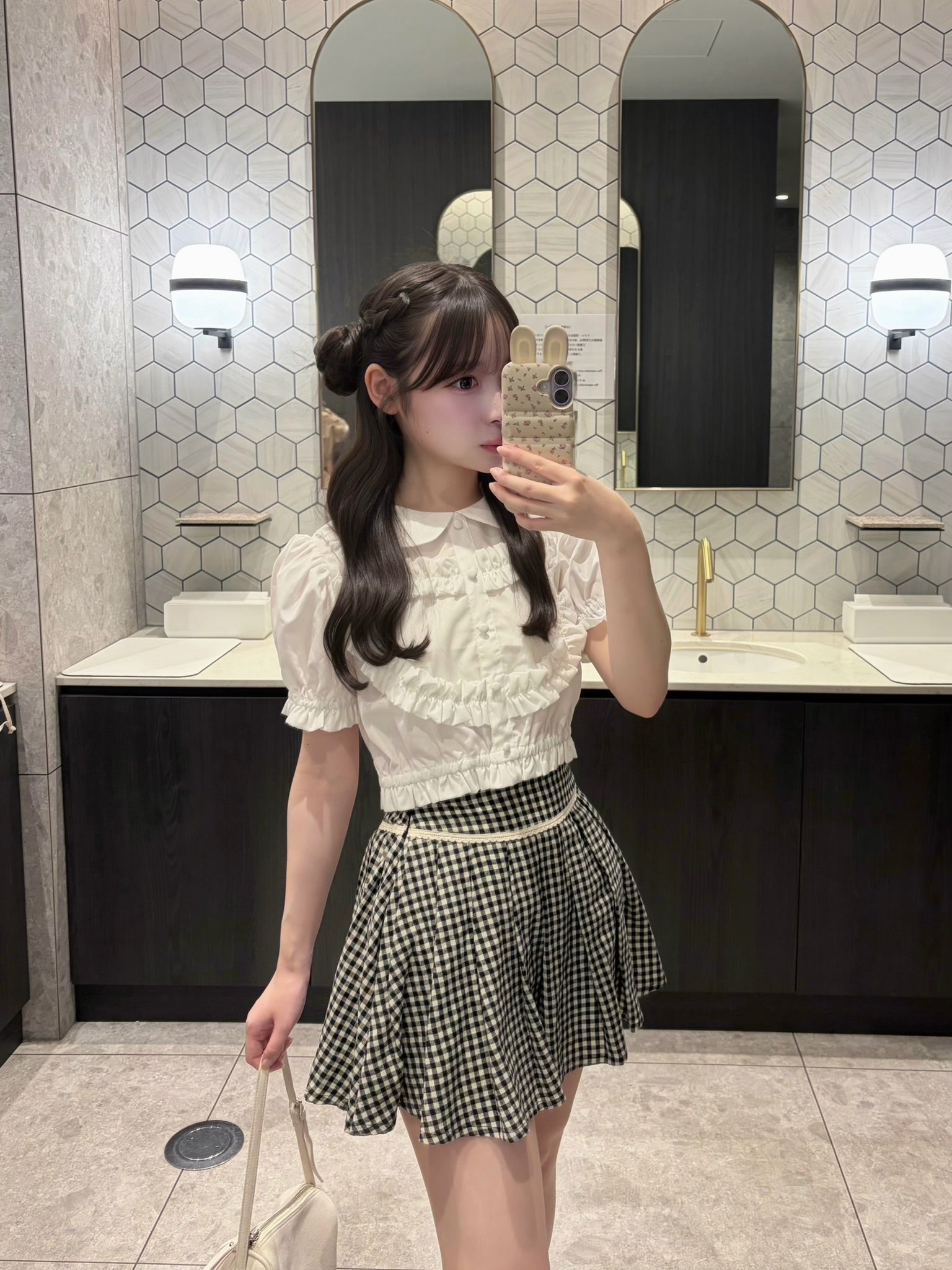 gingham check girly pleats skirt