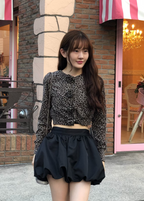 Leopard Rose flower motif knit cardigan