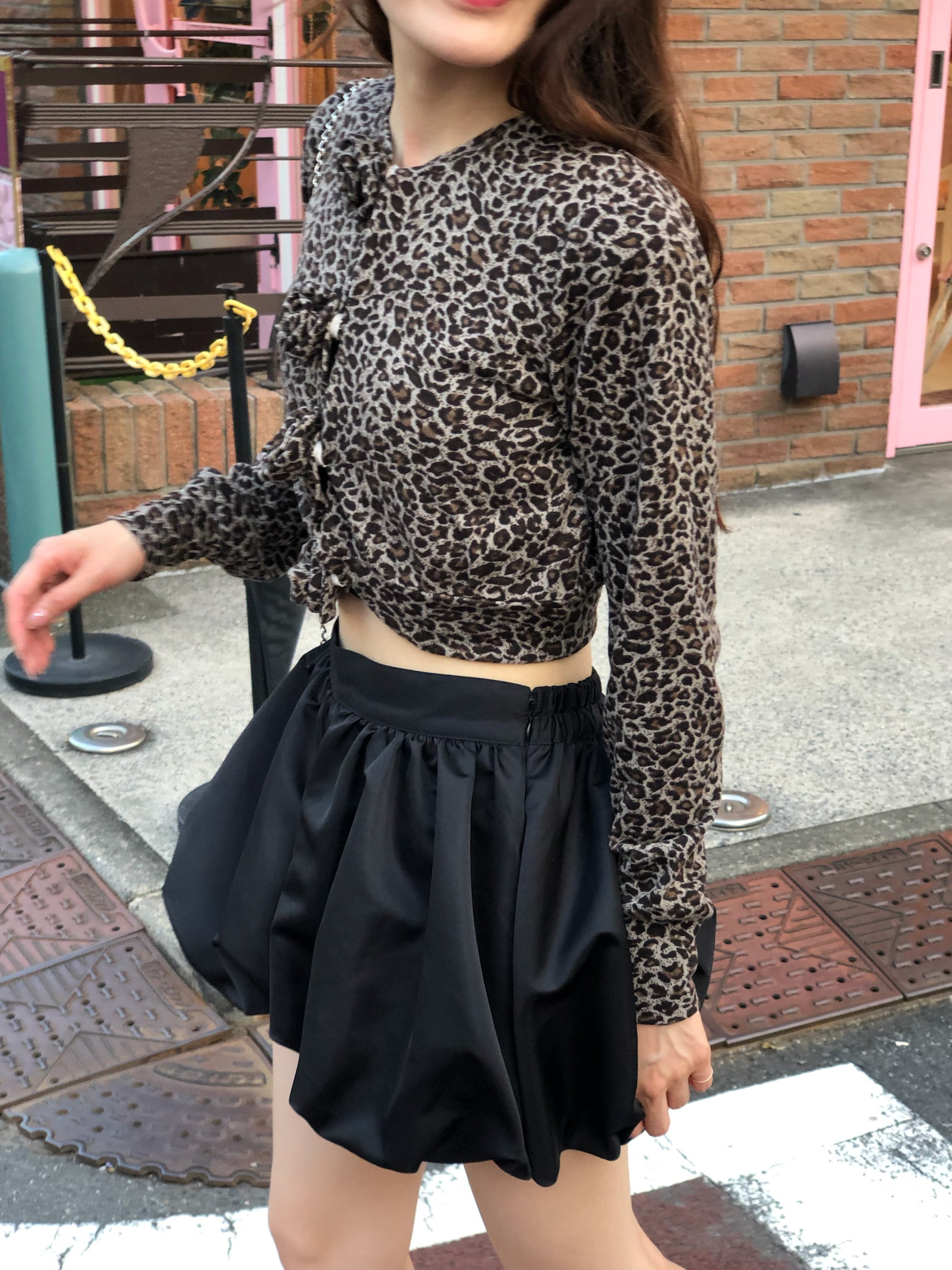 treat ürself rose flower motif cardigan 10月上旬発送】Leopard Rose flower motif knit cardigan
