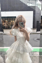 Petal sleeve peplum shirts