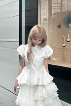 Petal sleeve peplum shirts