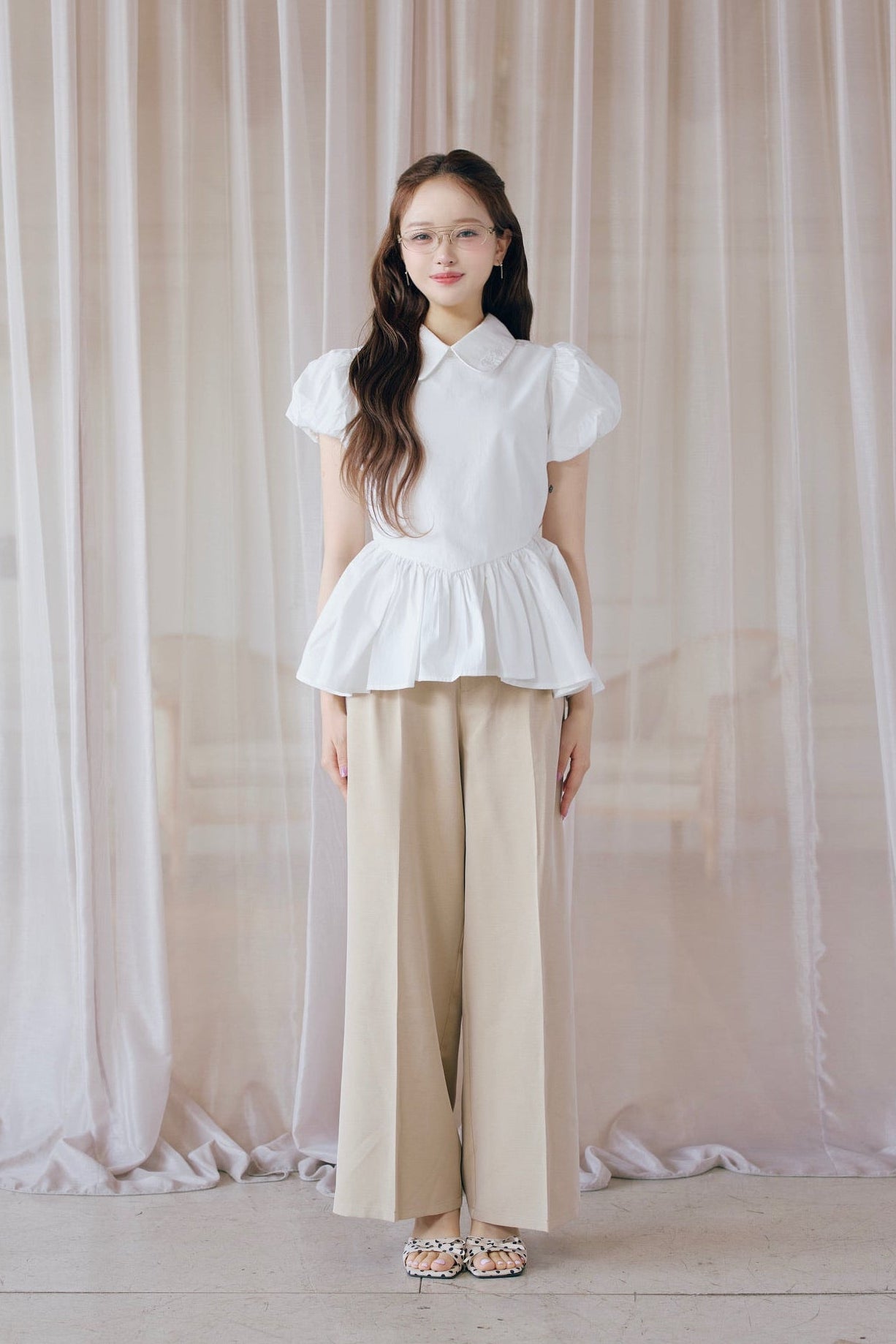 Petal sleeve peplum shirts
