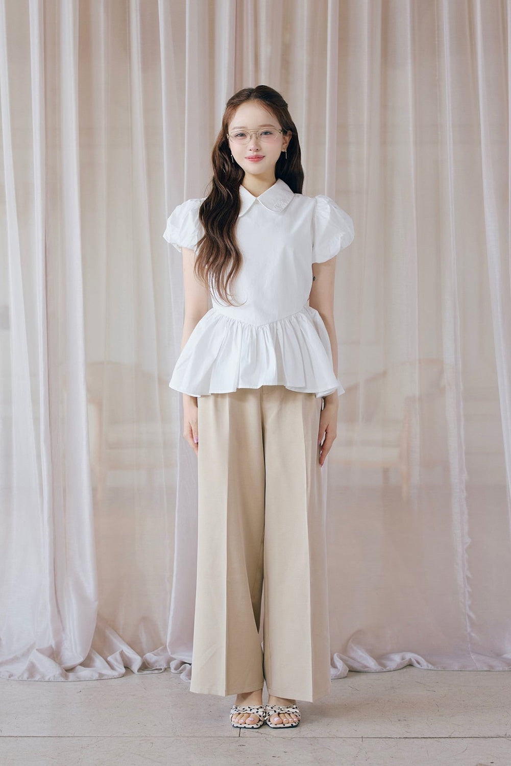 Petal sleeve peplum shirts