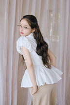 Petal sleeve peplum shirts