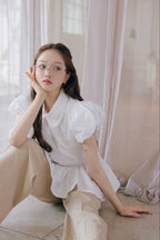 Petal sleeve peplum shirts
