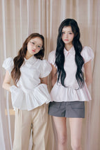 Petal sleeve peplum shirts