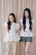 Petal sleeve peplum shirts