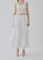 girly lace frill long skirt