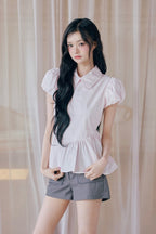Petal sleeve peplum shirts