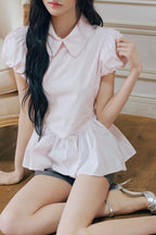 Petal sleeve peplum shirts
