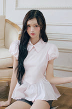 Petal sleeve peplum shirts