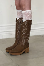 Rose embroidery western boots