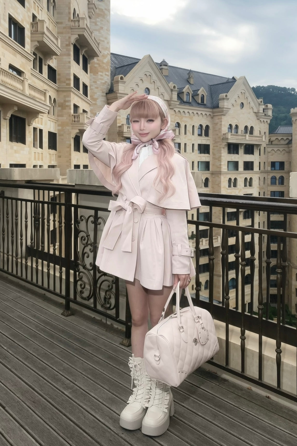 French cape trench coat
