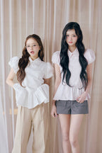 Petal sleeve peplum shirts