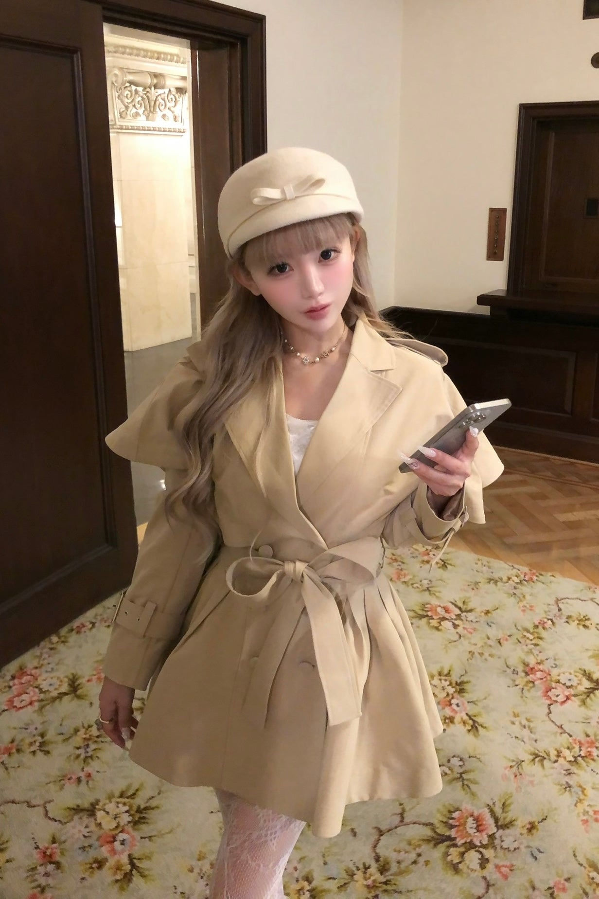 French cape trench coat