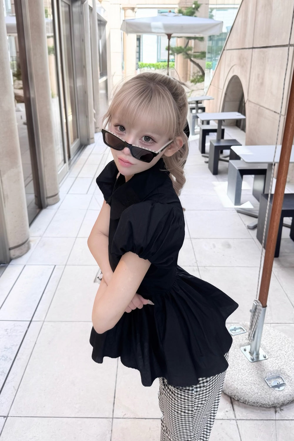 Petal sleeve peplum shirts