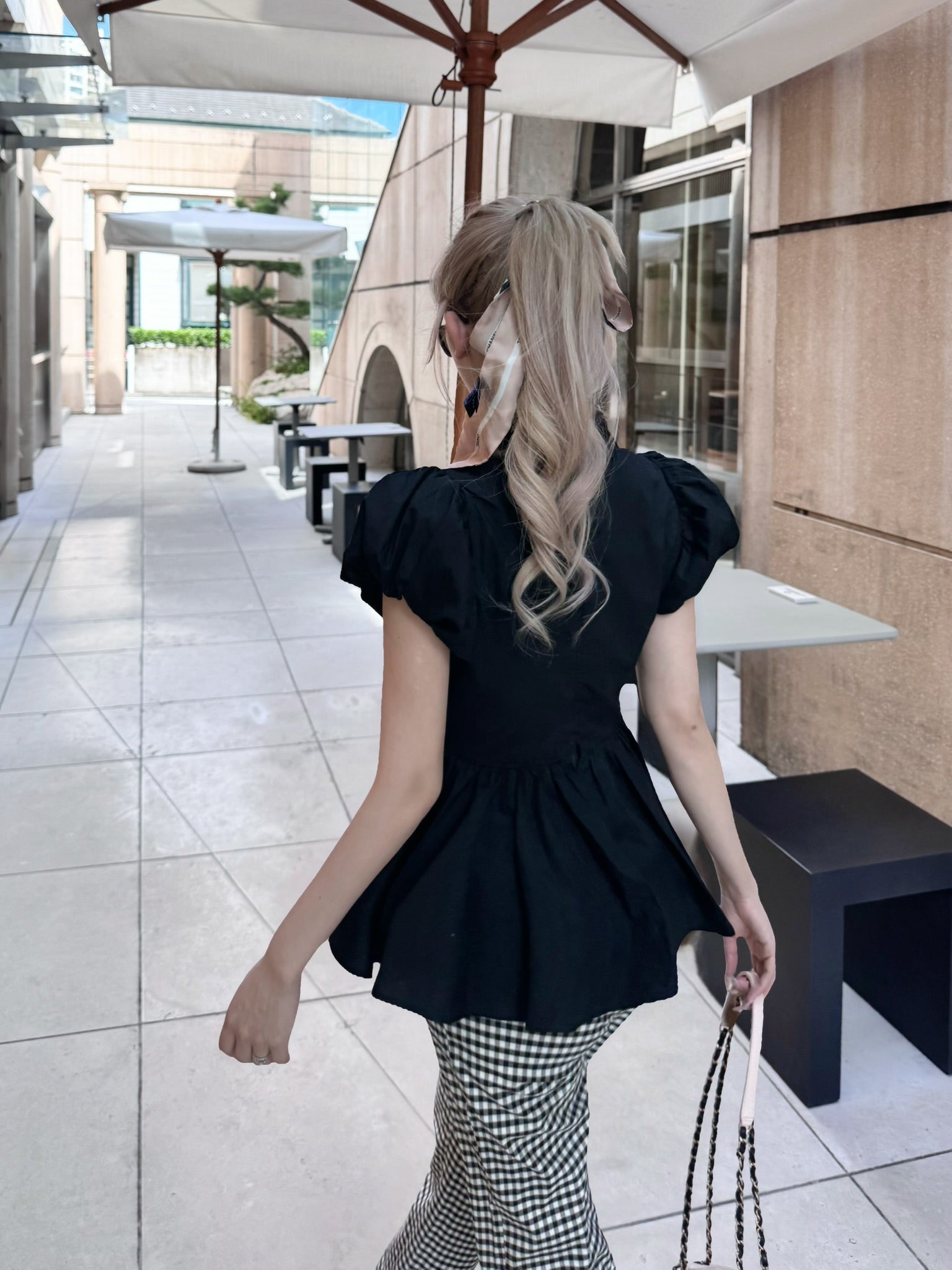 Petal sleeve peplum shirts