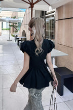 Petal sleeve peplum shirts